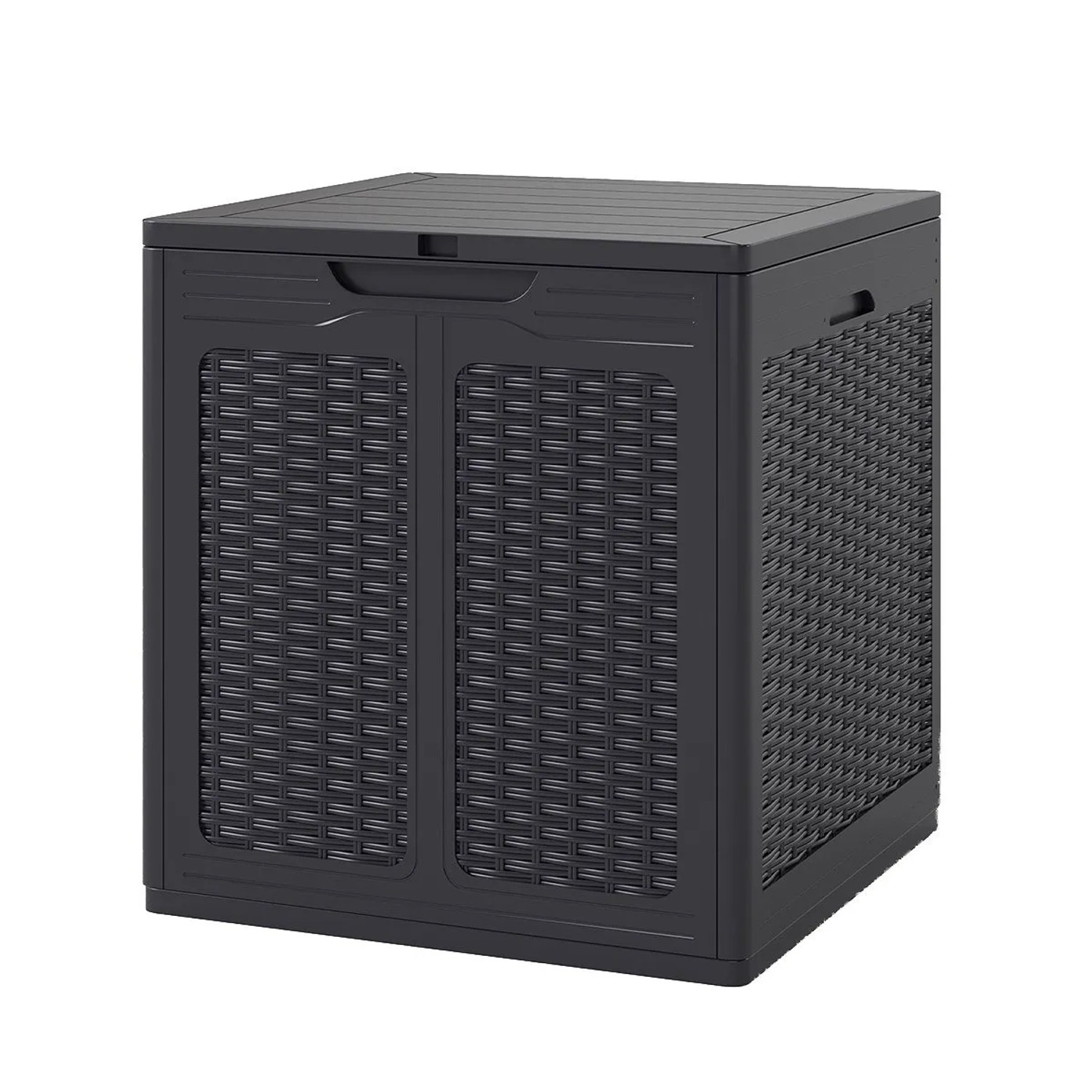 Costway Gartenbox 145 L mit Abschließbarem Deckel Rattanoptik Braun