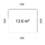 Grundriss Palmako Holz-Gartenhaus Pultdach, 420x320 cm, Fläche 12,6 m².
