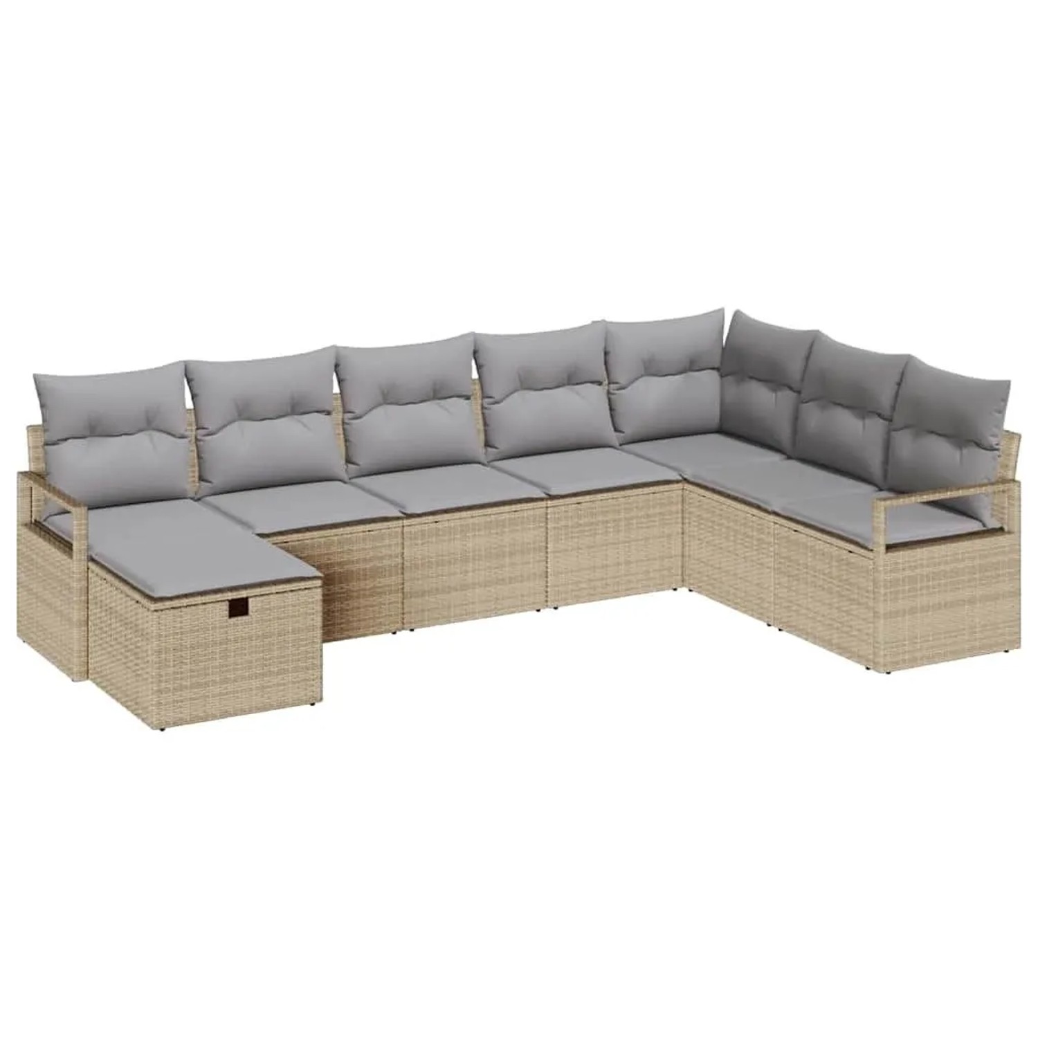 vidaXL Sofa Set mit Kissen 8-Tlg Beige und Hellgrau Poly-Rattan 3359229 günstig online kaufen