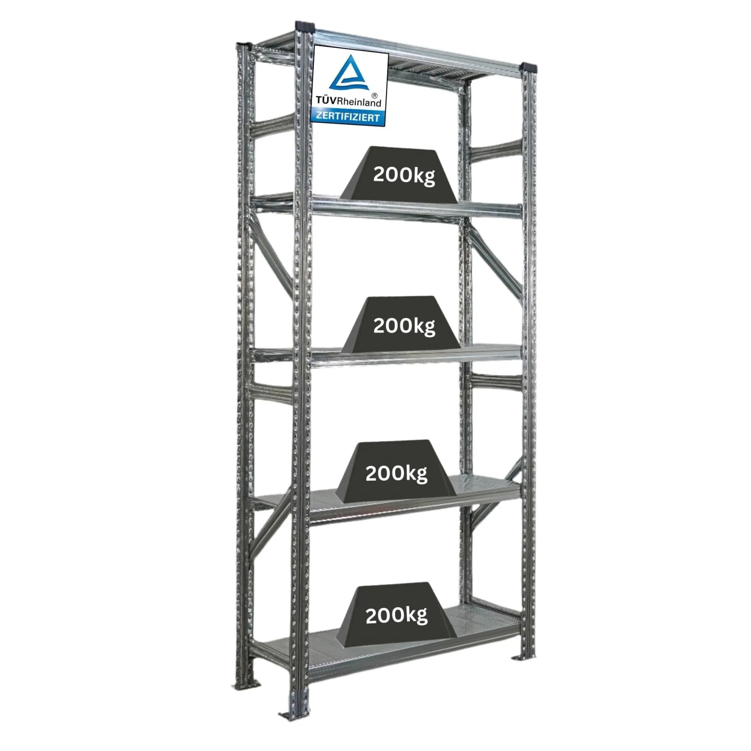 PROREGAL Fachbodenregal Stecksystem Proximo Grundregal HxBxT 200 x 120 x 32 cm 9 Ebenen Fachlast 235 kg Beidseitig Verzinkt