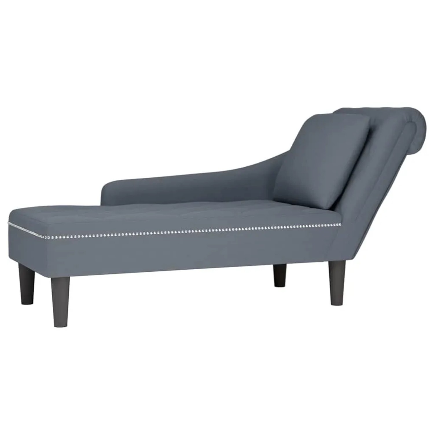 vidaXL Chaiselongue mit Kissen und Rechter Armlehne Dunkelgrau Samt 4009773