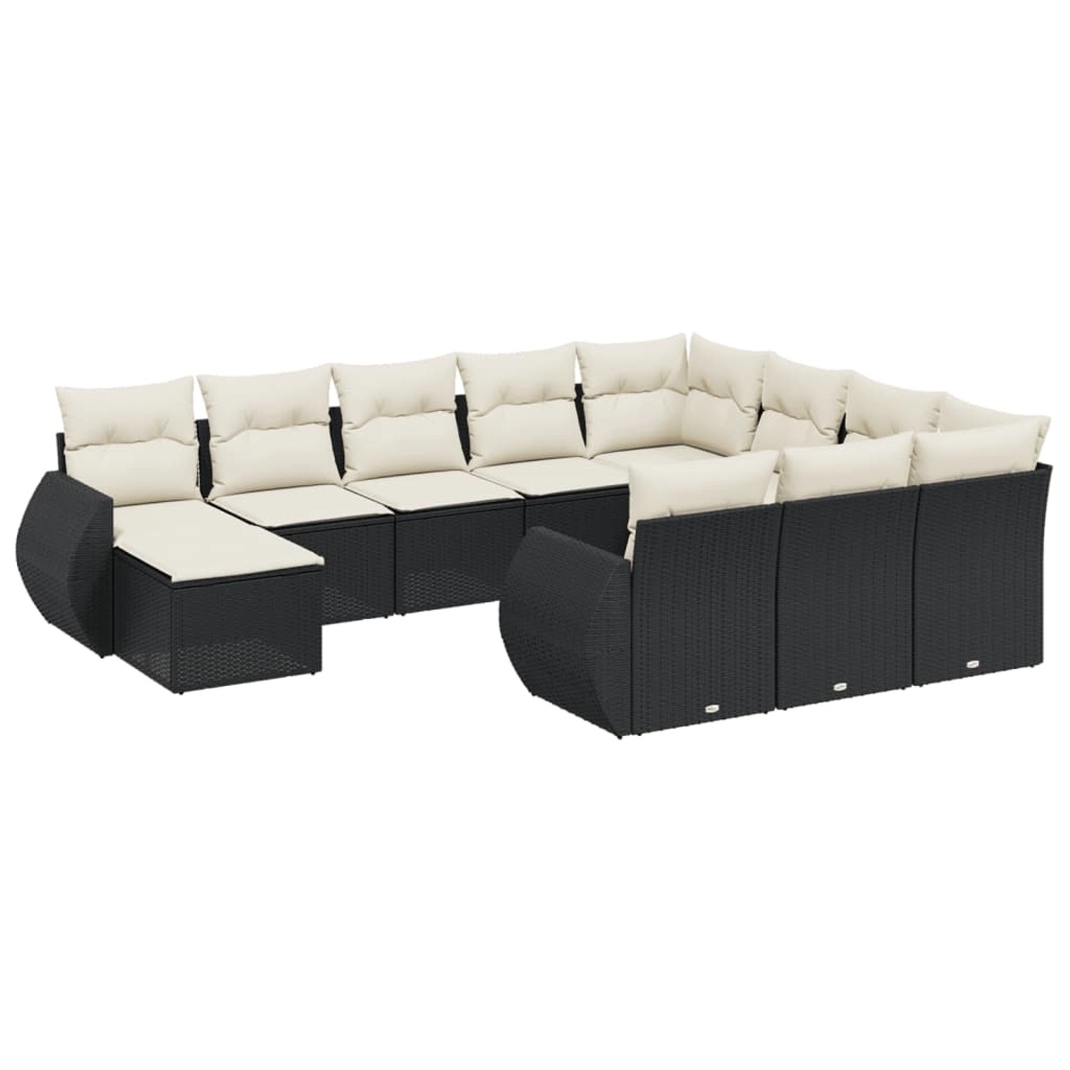 vidaXL 11-Tlg Garten-Sofagarnitur mit Kissen Schwarz Poly Rattan 3257519 günstig online kaufen