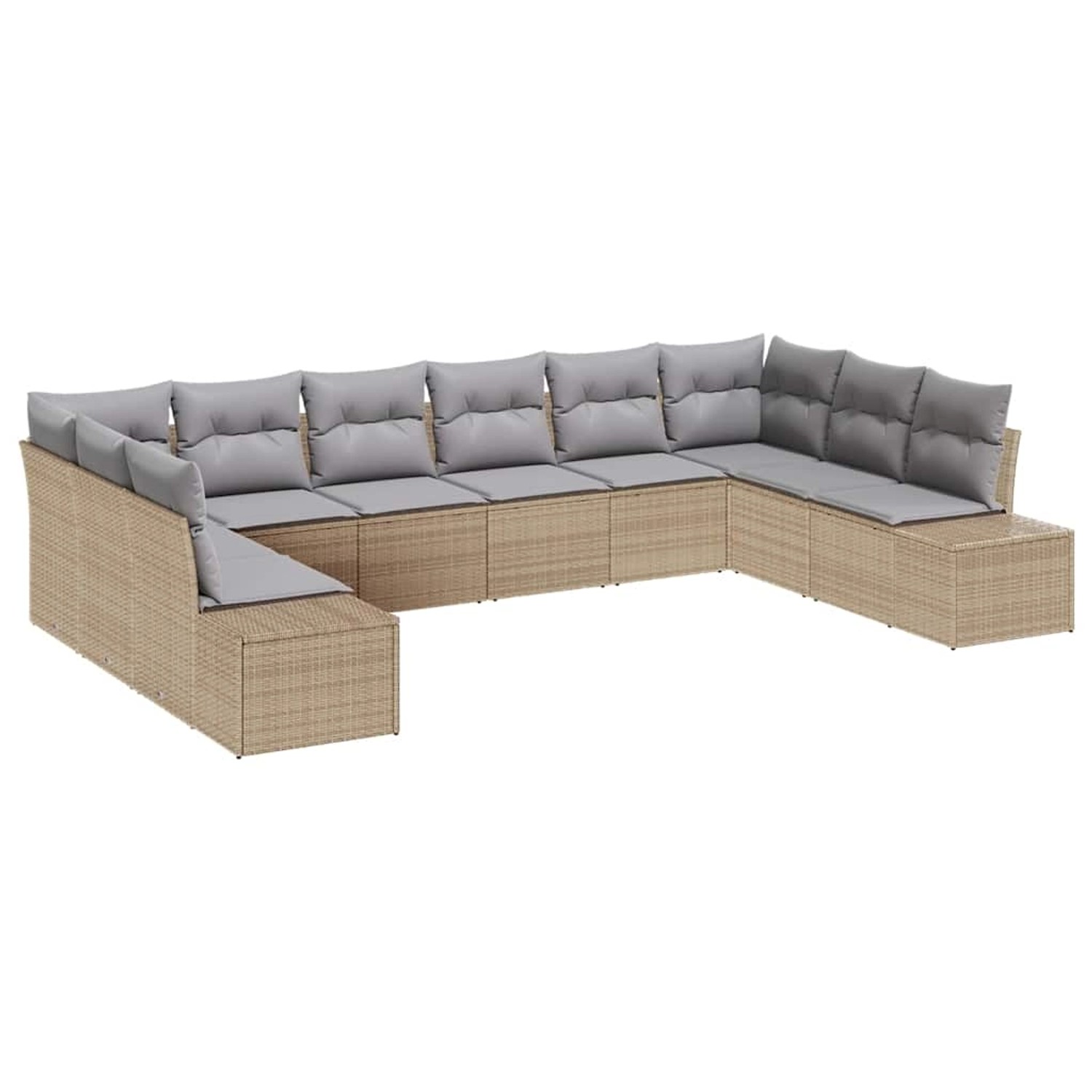 vidaXL Garten-Sofa-Set mit Kissen 10-Tlg Beige Poly Rattan 3347240 günstig online kaufen