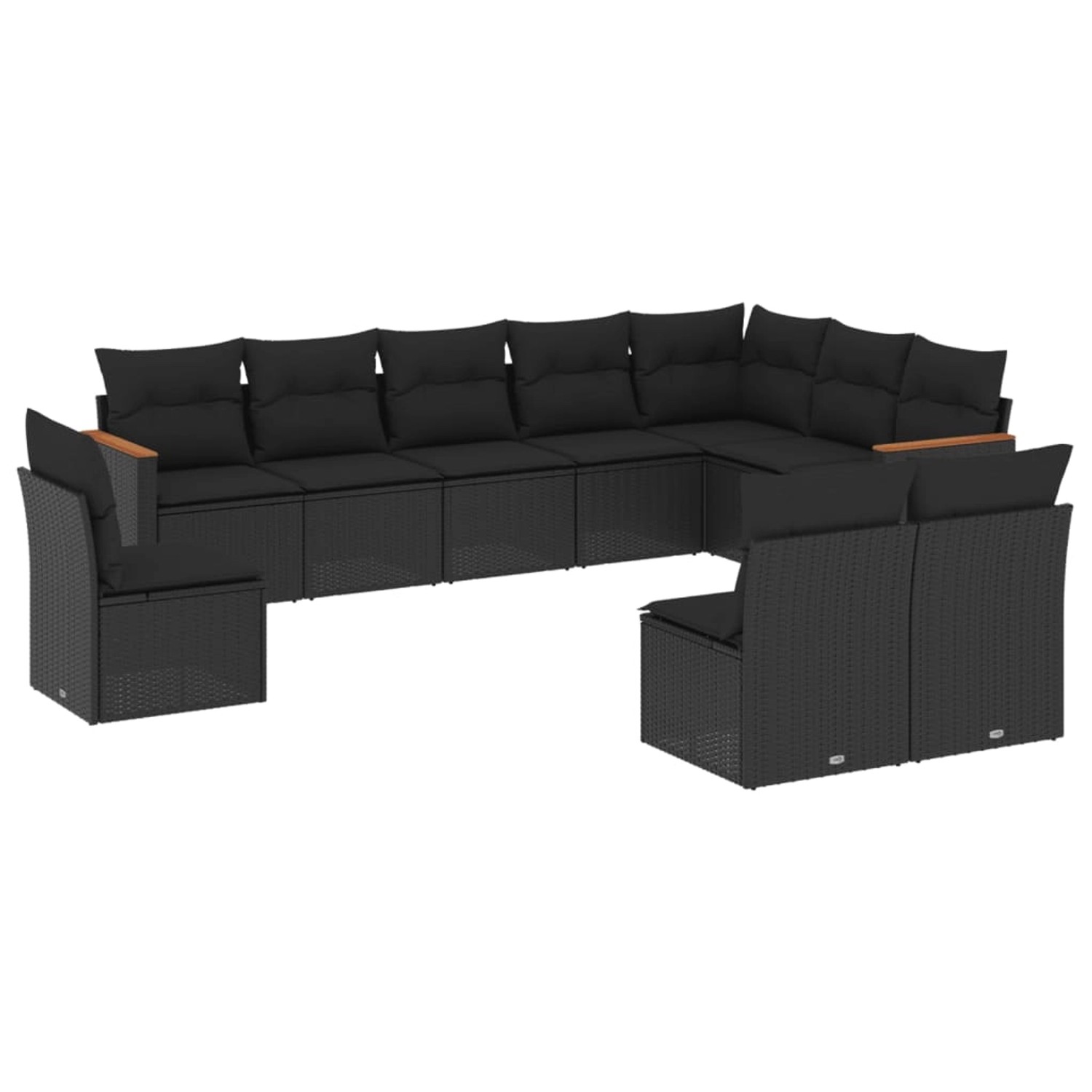 vidaXL 10-Tlg Garten-Sofagarnitur mit Kissen Schwarz Poly Rattan 3226069 günstig online kaufen