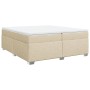 Cremefarbenes vidaXL Boxspringbett 200x200 cm mit Matratze und Auflage.