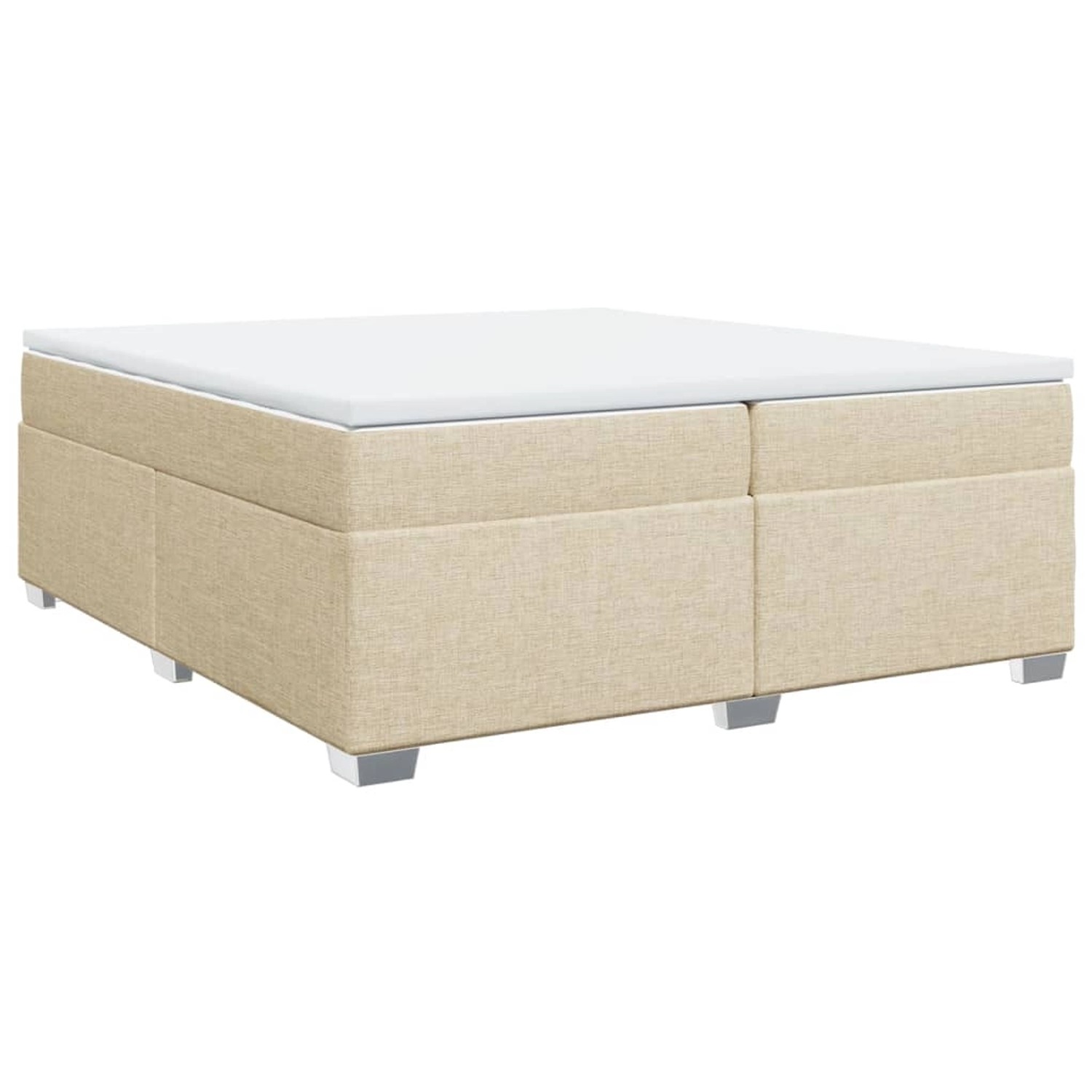 Cremefarbenes vidaXL Boxspringbett 200x200 cm mit Matratze und Auflage.