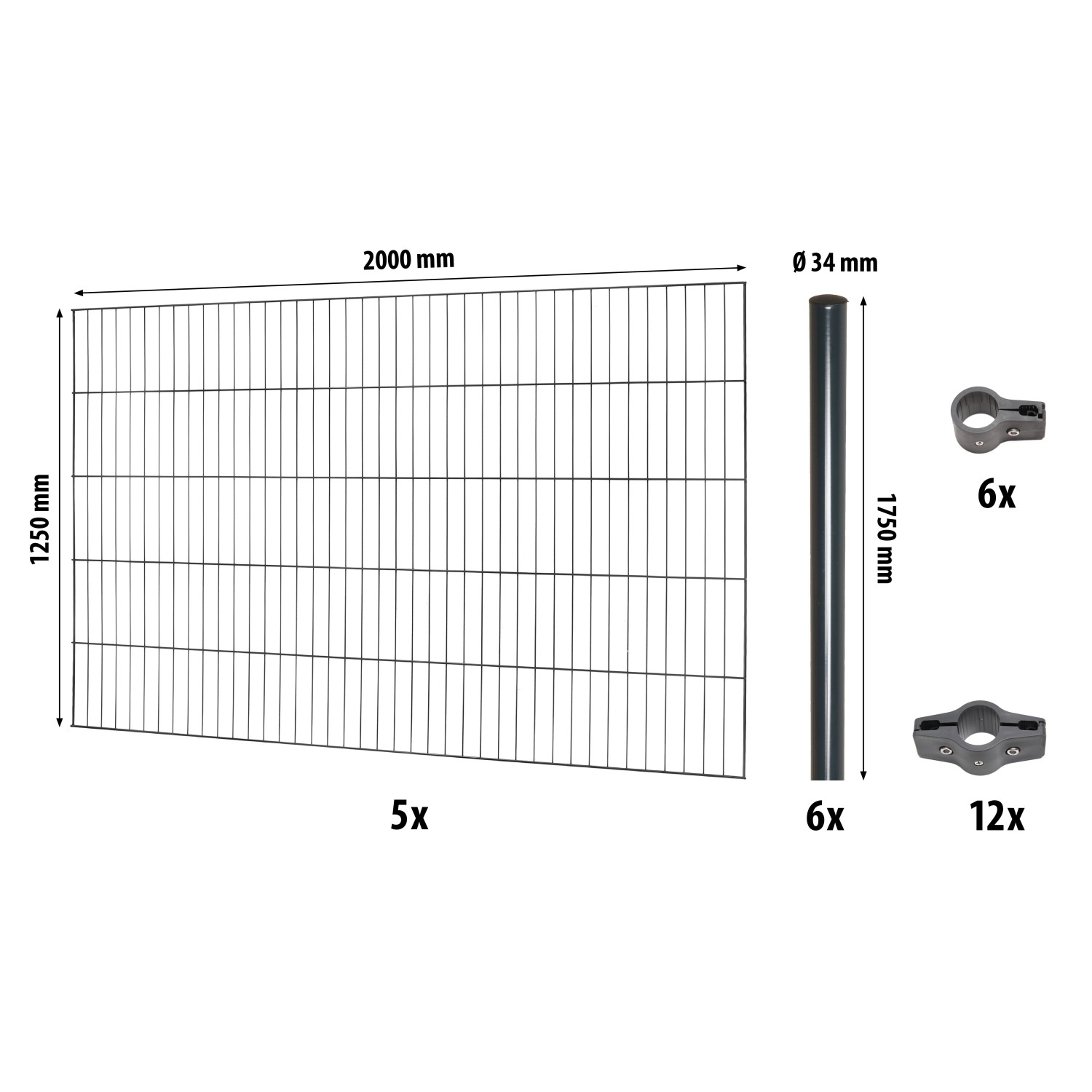 Einstabmattenzaun-Set Classic Anthrazit 125 cm x 1000 cm günstig online kaufen