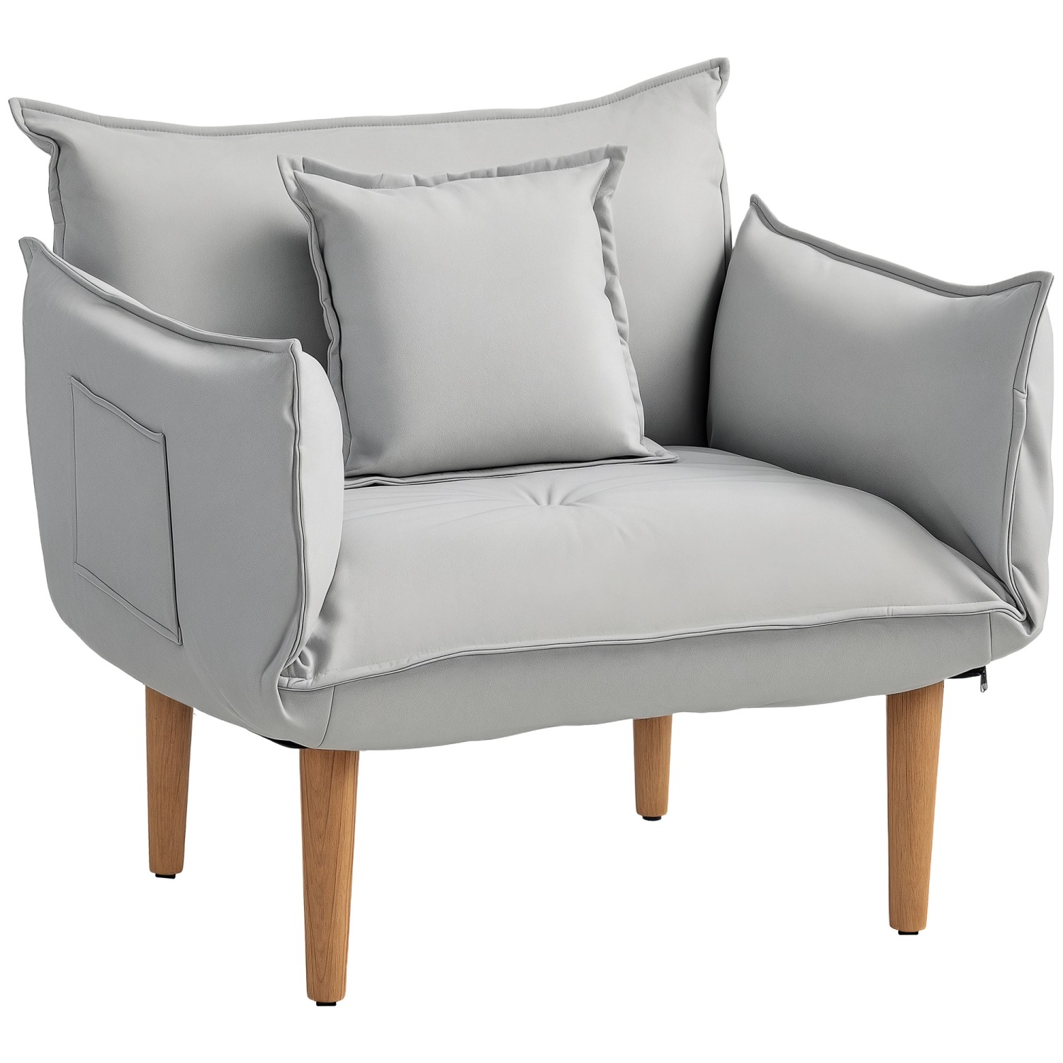 HOMCOM Sessel 2-in-1 mit Kissen Polyester Hellgrau 75L x 68B x 78H cm günstig online kaufen