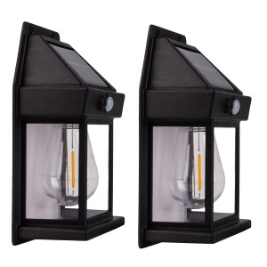 2er-Set Näve LED Solar-Außenwandleuchten Mira, schwarz, mit Dämmerungssensor und Bewegungsmelder.