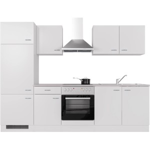 Weiße Flex-Well Classic Küchenzeile Wito 270 cm mit E-Geräten und Spüle.
