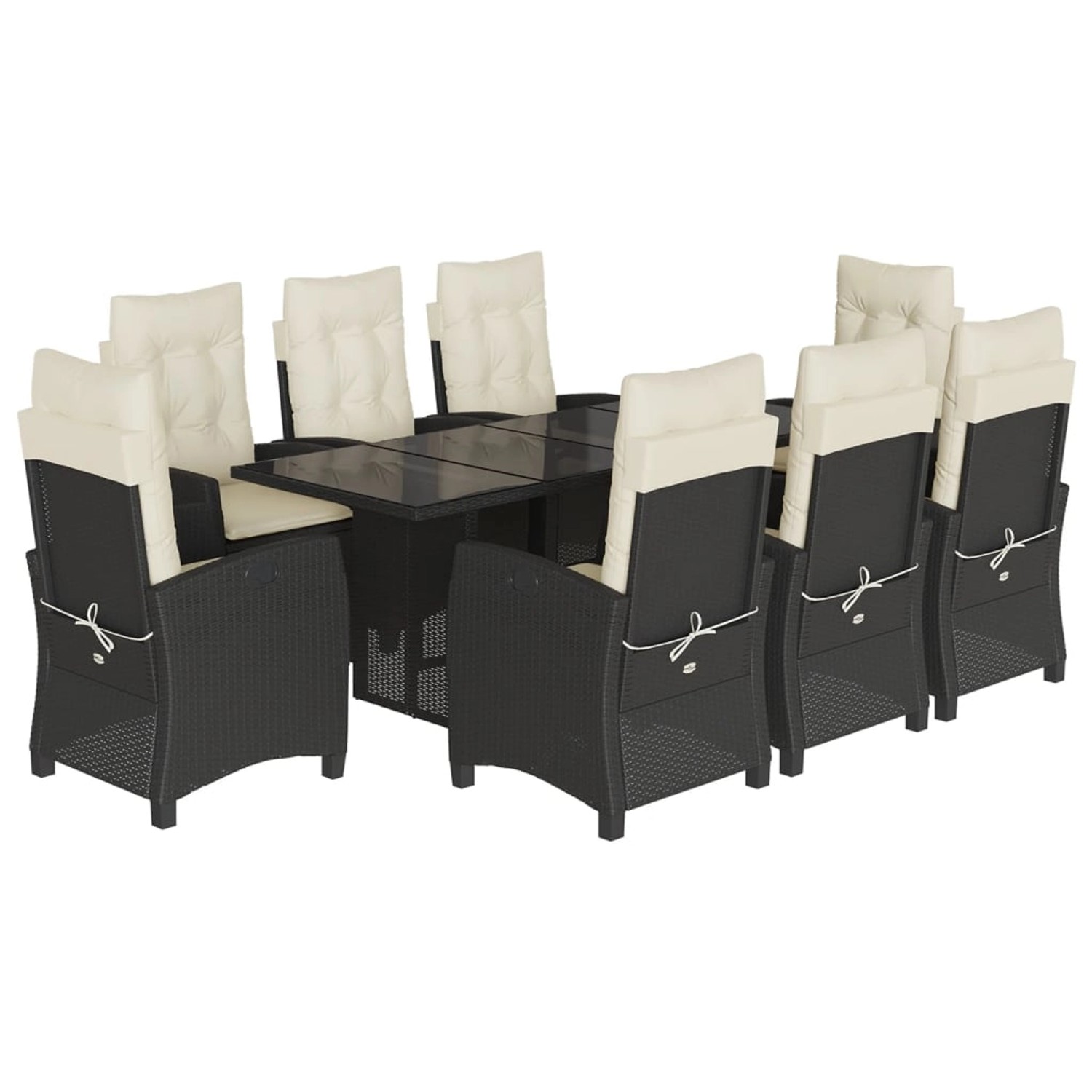 vidaXL 9-Tlg Garten-Essgruppe mit Kissen Schwarz Poly Rattan 3212682 günstig online kaufen
