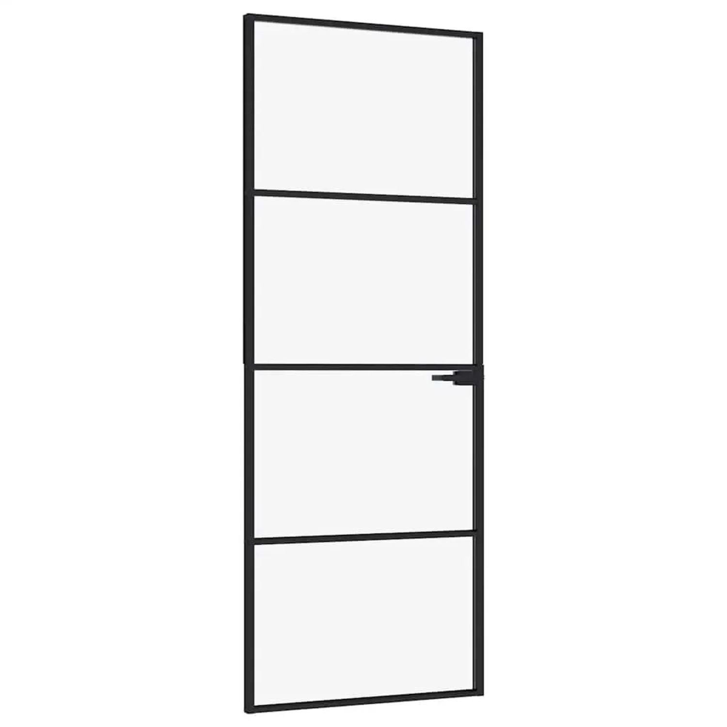 vidaXL Innentür Schwarz 76x201,5 cm Hartglas und Aluminium Schlank 153658