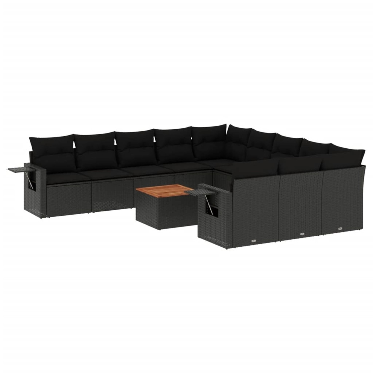 vidaXL 12-Tlg Garten-Sofagarnitur mit Kissen Schwarz Poly Rattan 3257119 günstig online kaufen