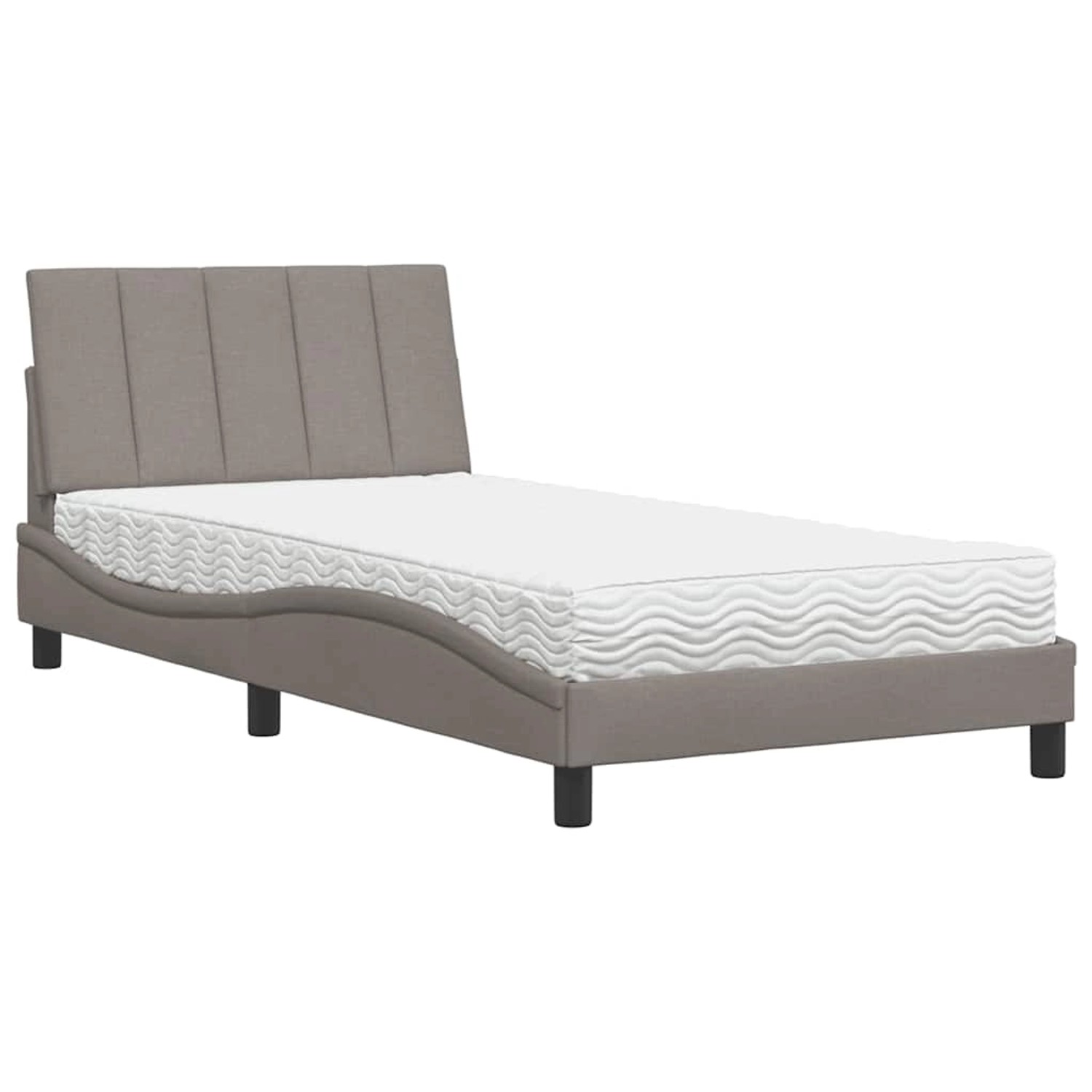 vidaXL Bett mit Matratze Hanko Taupe 100x200 cm Stoff 3310514