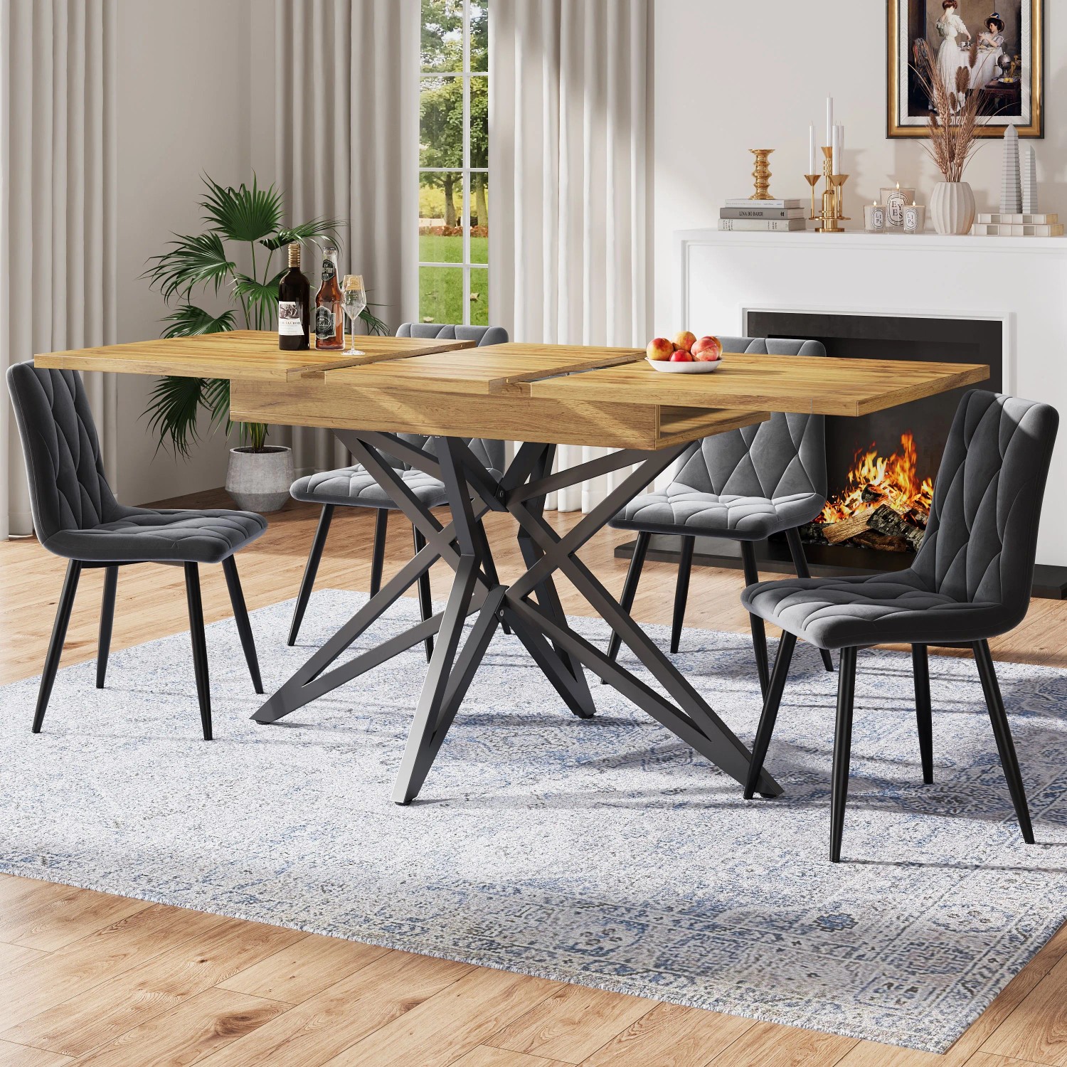 Okwish Ausziehbarer Esstisch Mit Sternförmige Tischbeine 120 × 80 Cm Natur
