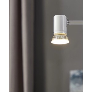 Eglo GU10 LED-Leuchtmittel, rund, warmweiß leuchtend, in weißer Spotleuchte. Ideal für Wohnbereich.