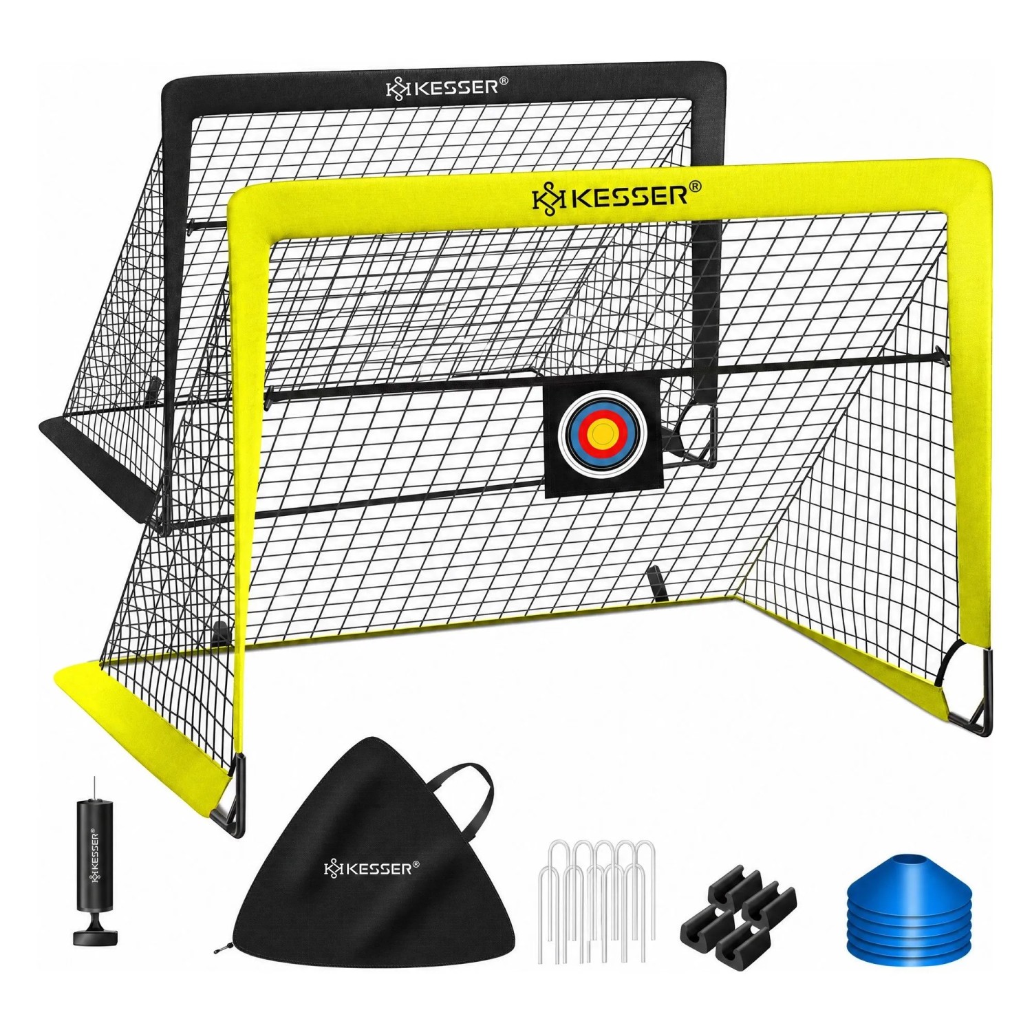 KESSER Fußballtor für Kinder Kinderfußballtor Gelb Schwarz 2er Set 2 Tore