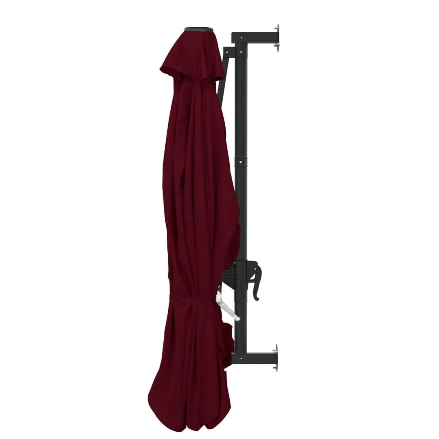 vidaXL Wand-Sonnenschirm, 300cm, Burgunderrot, mit Metallmast. Geschlossen und platzsparend.