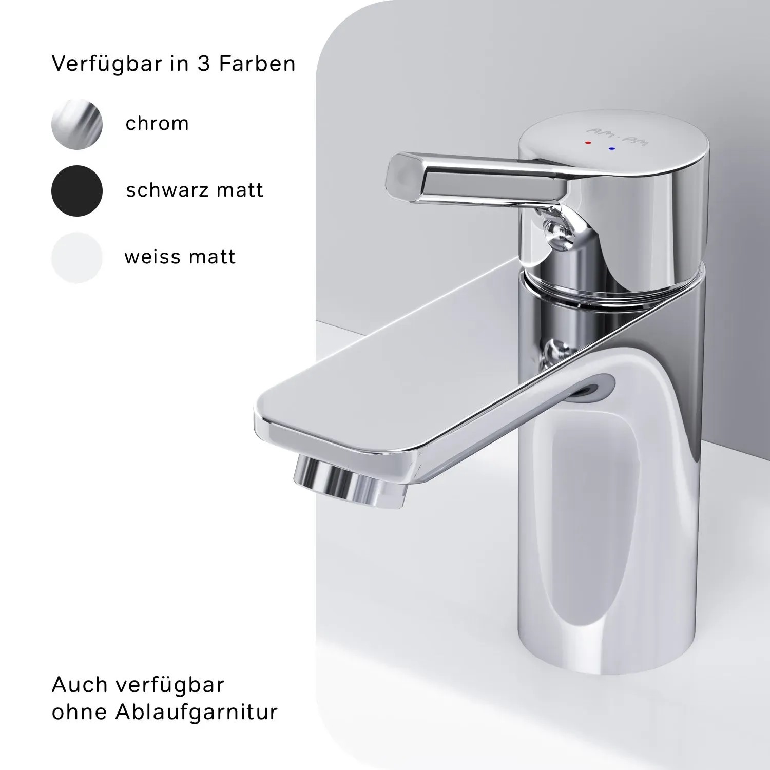 AM.PM Waschtischarmatur mit Klick-Ablaufgarnitur Waschbecken  
