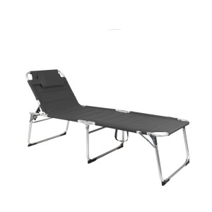 Lex XXL Aluminium Gartenliege Sonnenliege Gepolstert mit Kopfkissen Klappbar 200 cm Anthrazit