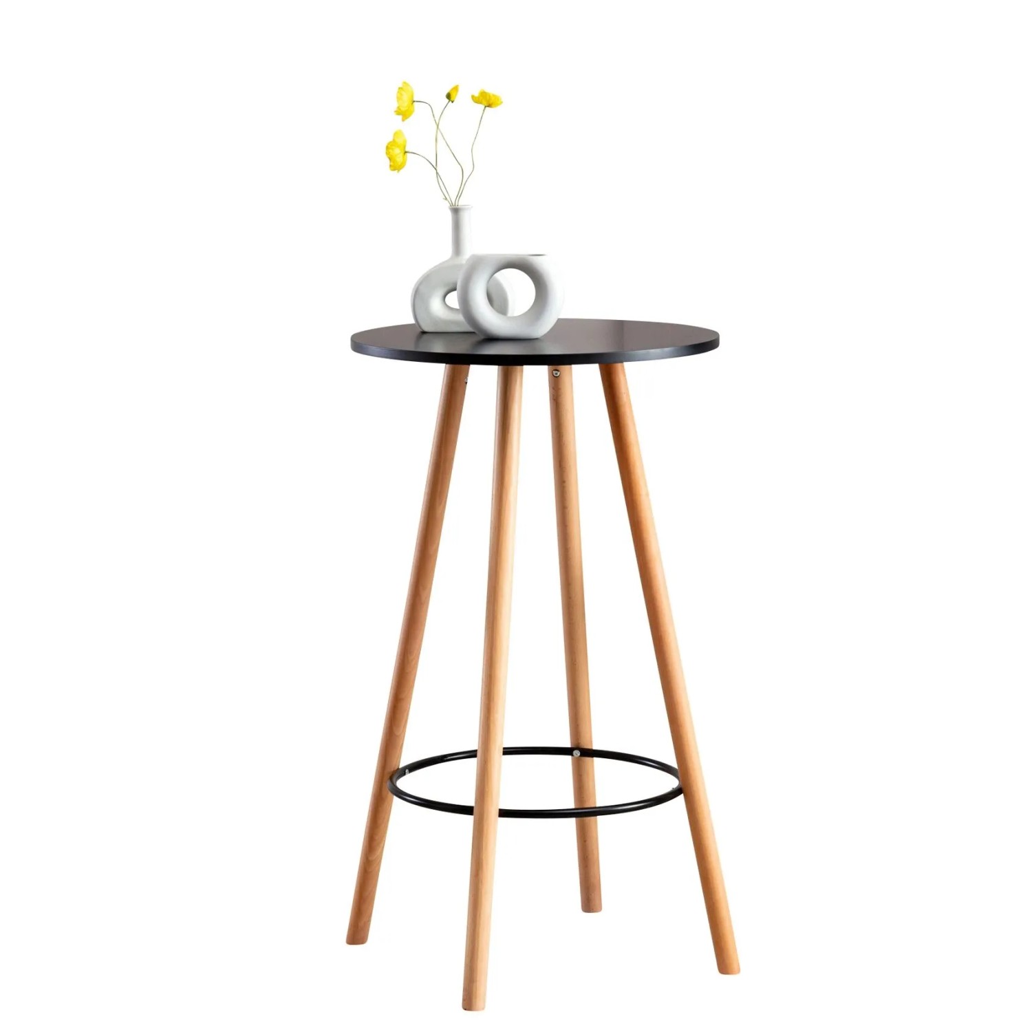 DELUKE Stehtisch Ø 60cm Innen REJA 107cm Hoch Skandinavisches Design Bartisch Rund Indoor Bistrotisch Schwarz