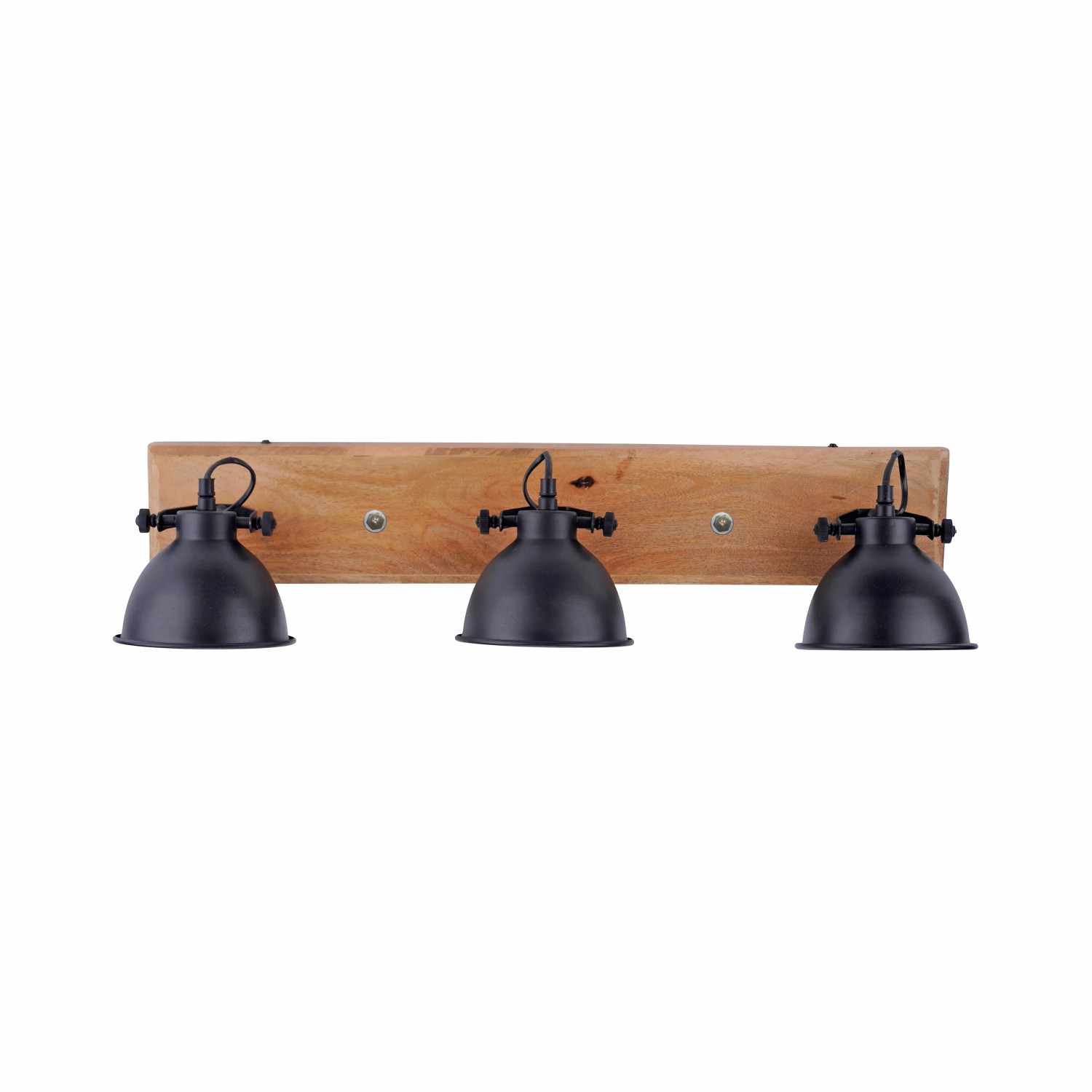 Just Light Wand- und Deckenleuchte Samia, 3-flammig, schwarz, mit Holz-Element.
