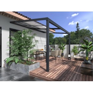 Vente-unique Anlehnende Pergola Izeda Anthrazitgrau 400 cm