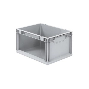 Graue PROREGAL Eurobox NextGen, 20 Liter, mit seitlicher Öffnung. Ideal als Transport- und Aufbewahrungsbox.