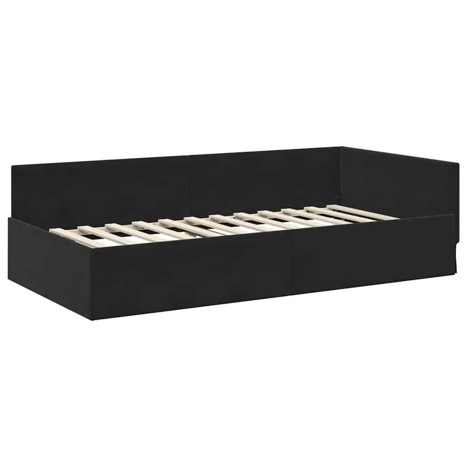 vidaXL Eckbettgestell mit Kopfteil Schwarz 80 x 200 cm Stoff 42016066