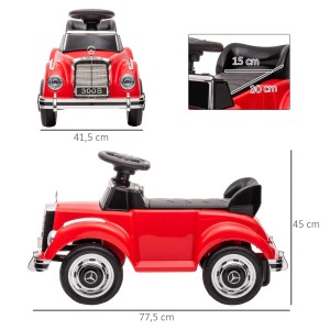 Rotes AIYAPLAY Rutschauto im Mercedes-Benz 300S Design mit Kippschutz für Kinder von 18-48 Monaten.
