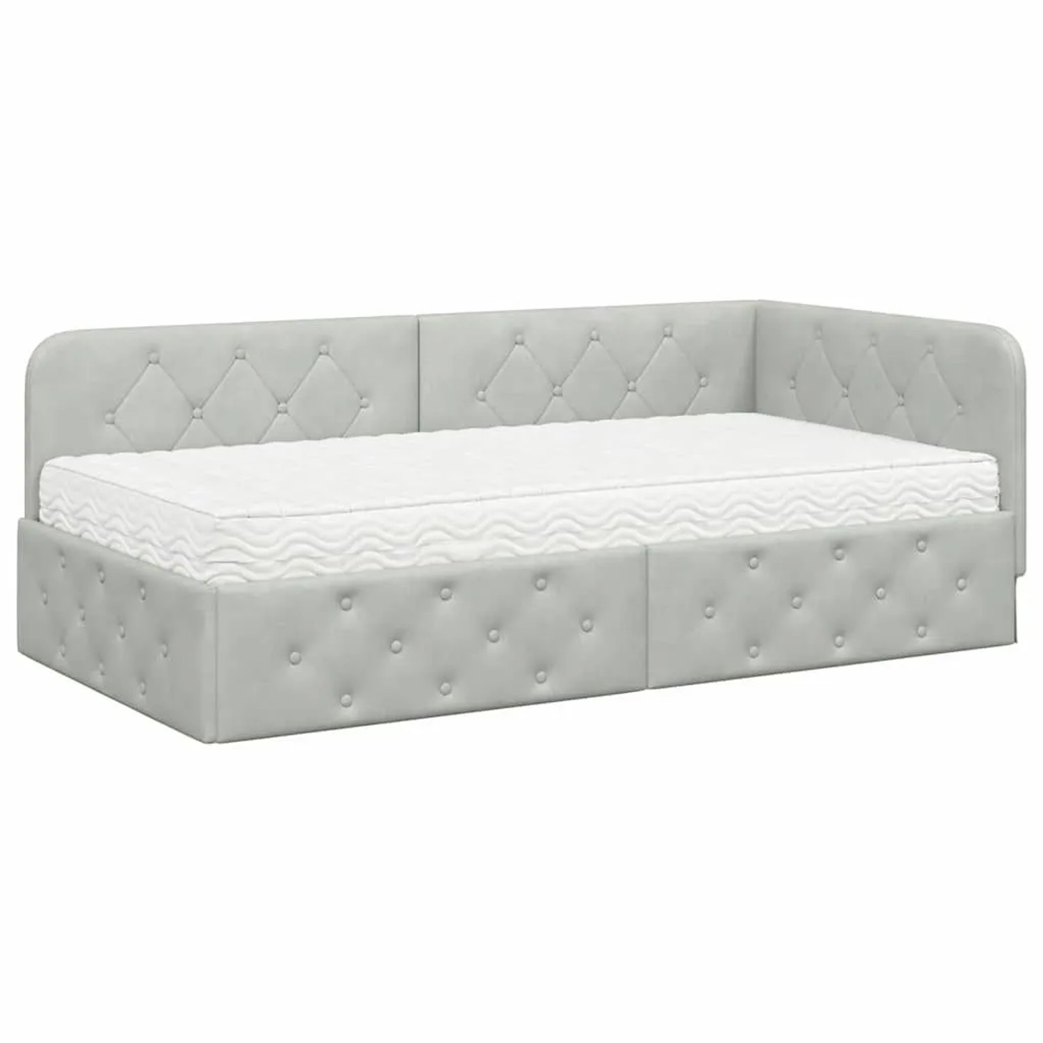 vidaXL Eckbettgestell mit Matratze Hellgrau 90 x 190 cm Samt 3394072 günstig online kaufen