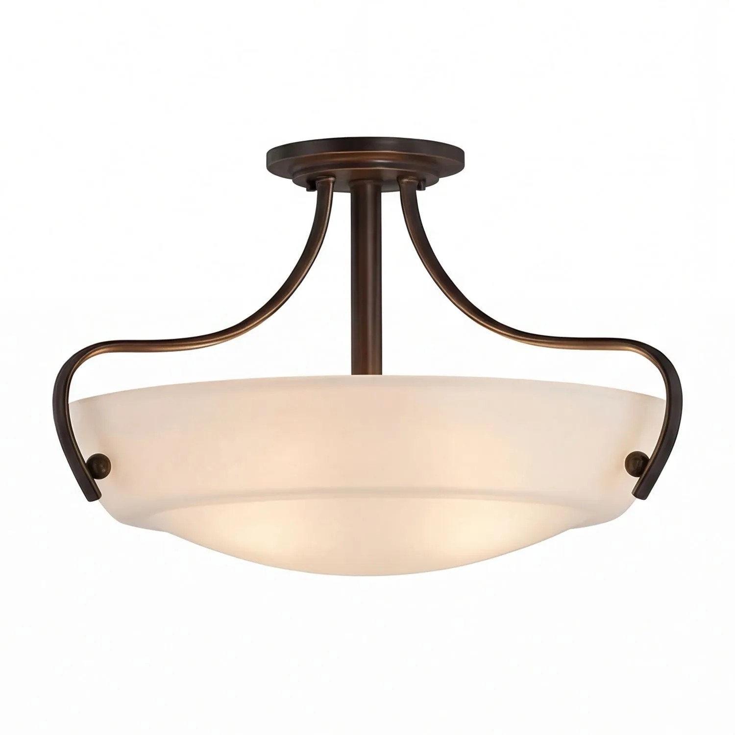 Licht-Erlebnisse Deckenleuchte Metall Glas Rund Ø 45,7 CM In Bronze Antik Weiß E27 3-Flammig Rustikal