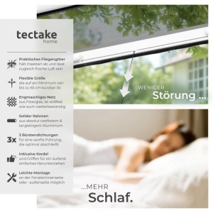 Tectake Aluminium Insektenschutzrollo  Mit Bürstendichtungen Individuell Kürzbar 90 x 160 cm 5 x 90 x 160 cm Weiß