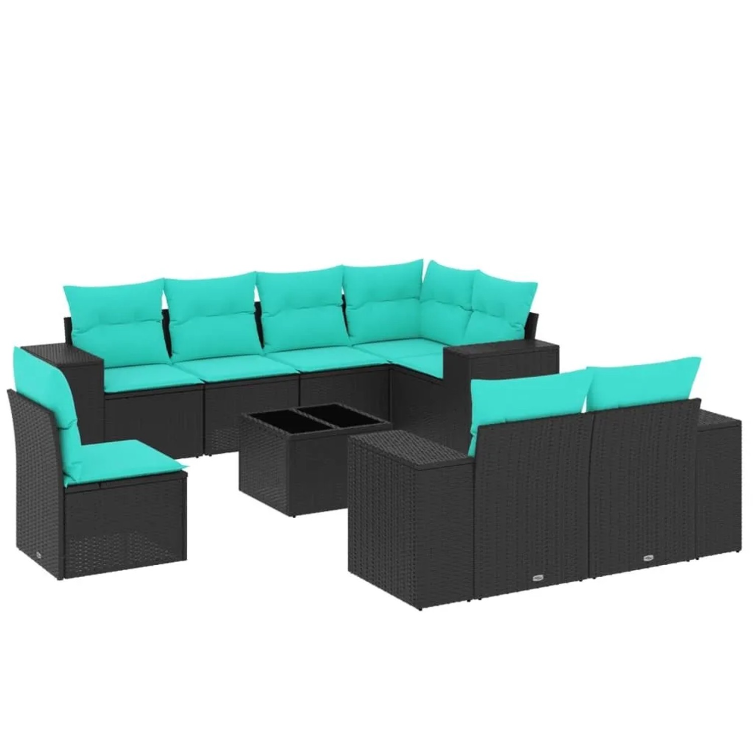 vidaXL 9-Tlg Gartensofa-Set mit Kissen Schwarz Polyrattan 3222846 günstig online kaufen