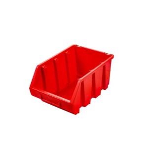 Rote PROREGAL Sichtlagerbox aus Polypropylen, 12,6x17x24 cm, für Aufbewahrungssysteme.