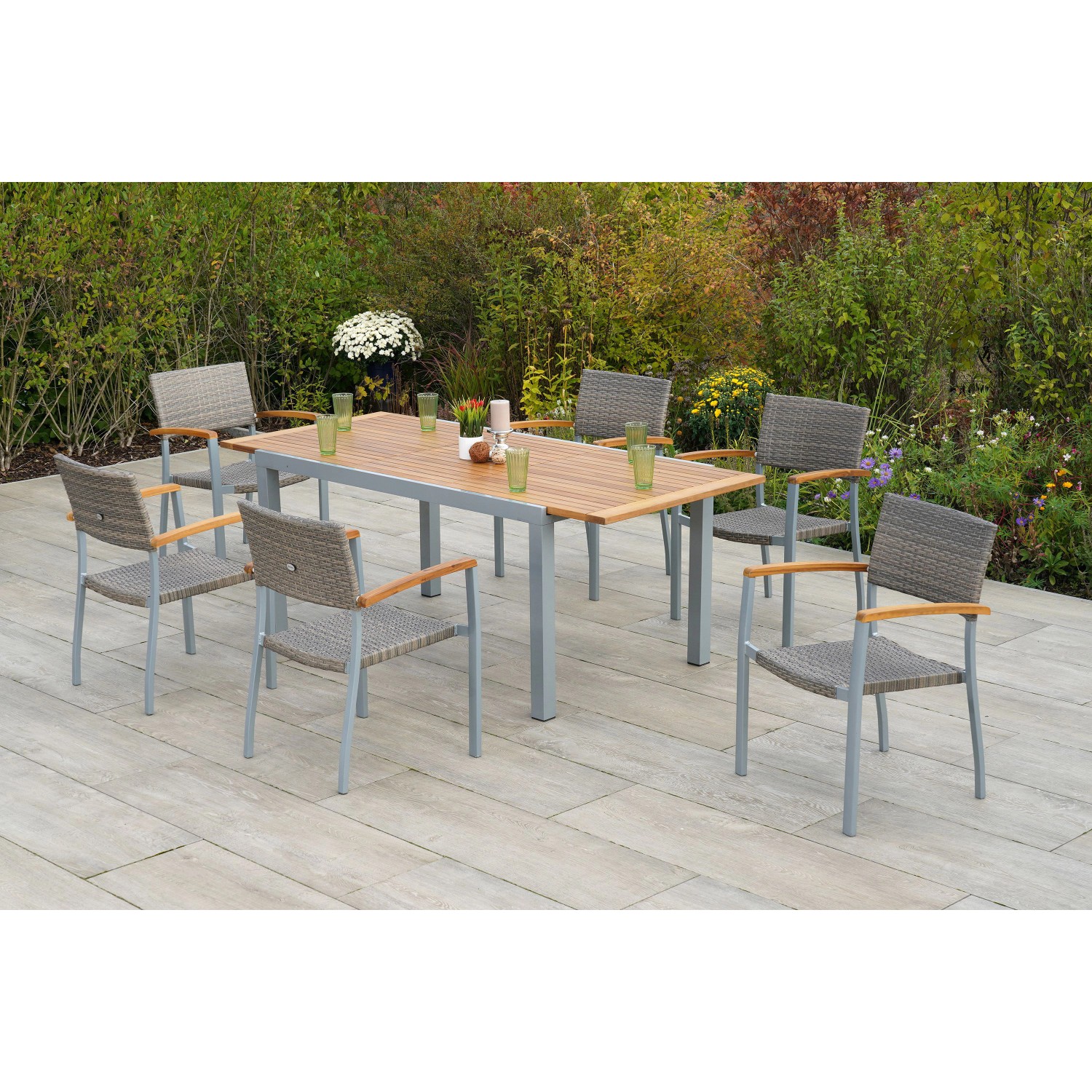 Merxx Silano Set 7-tlg. Gartentisch Ausziehbar 150/200 x 90 cm günstig online kaufen