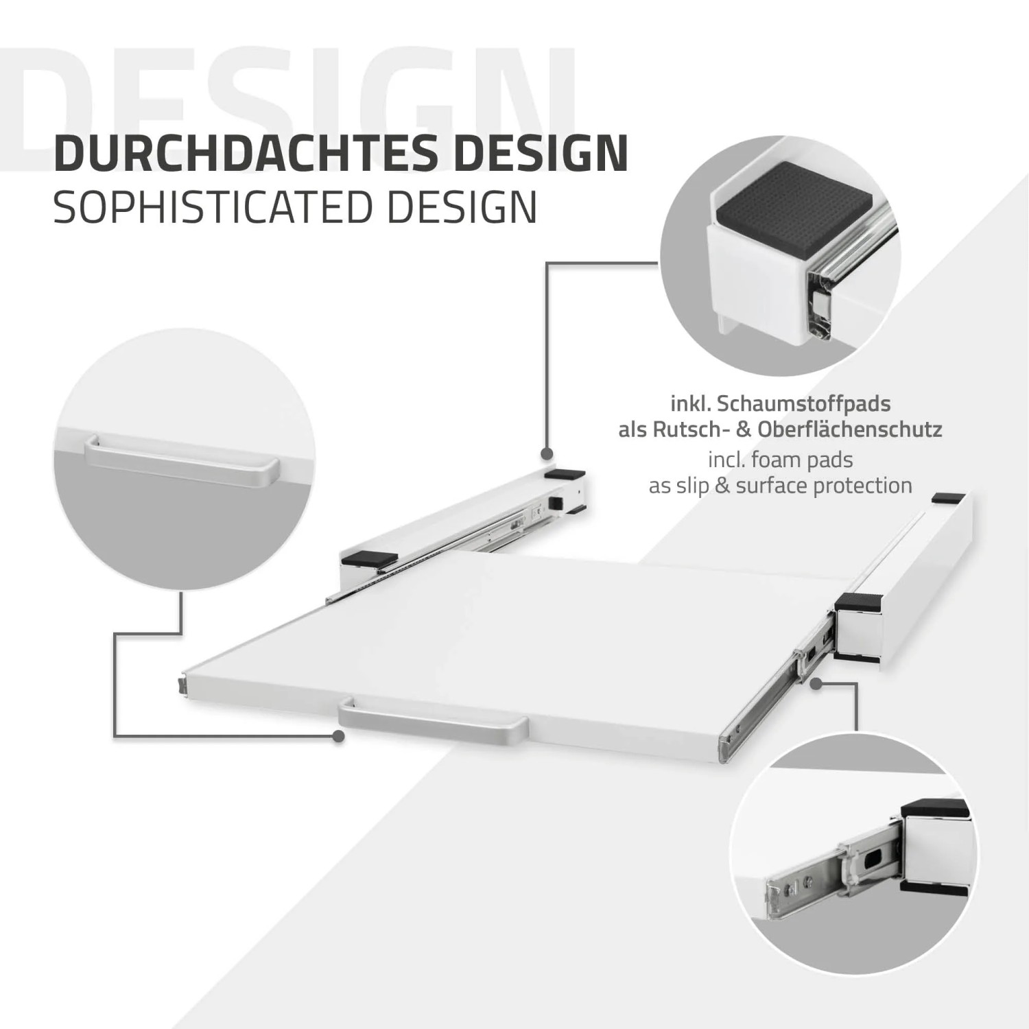 ML-Design Zwischenbaurahmen mit Ausziehplatte, weiß, für Waschmaschinen. Praktisches Zubehör für mehr Komfort.