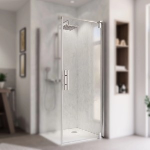 Breuer Drehtür Europa Design, Chrom, Klarglas, 90 cm, für moderne Dusche.