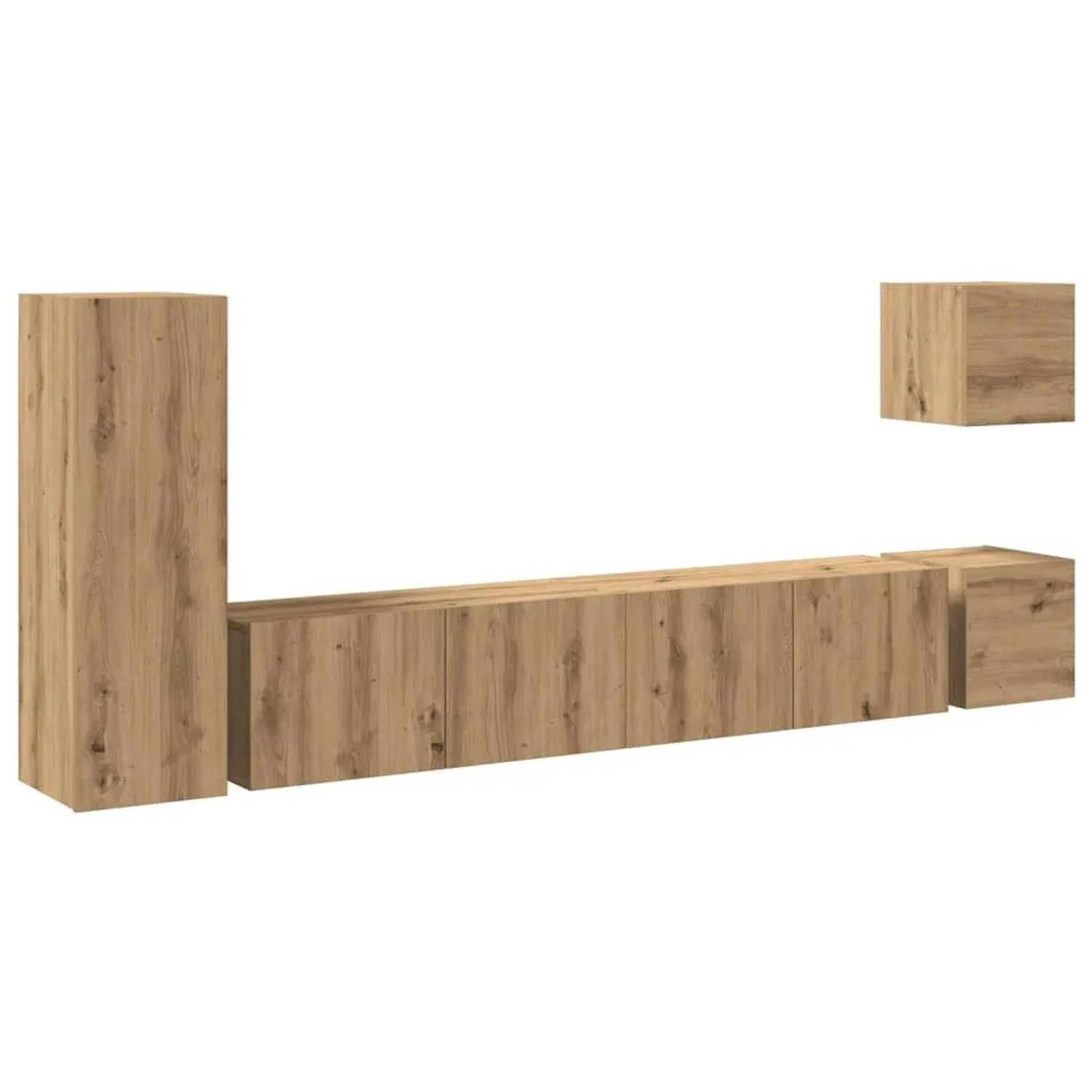 vidaXL 5-Tlg TV-Schrank-Set Wandmontage Artisan-Eiche Holzwerkstoff 3329200