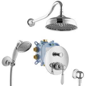 PaulGurkes Unterputz Duschsystem im Retro Design mit Regendusche und Handbrause.