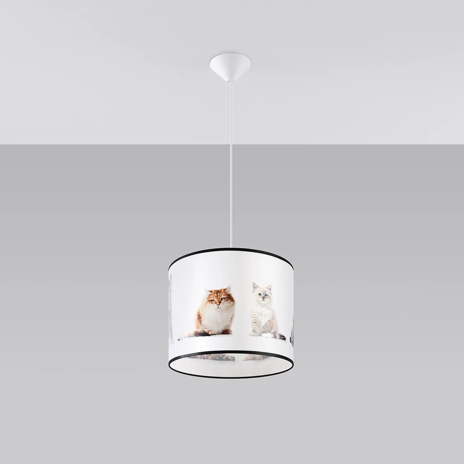 Sollux Lighting Hängeleuchte Kitty 30 mit Katzenmotiven, ideal für Kinderzimmer.