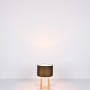 Globo Design-Tischlampe Moritz, braun mit Textilschirm, 44cm hoch.