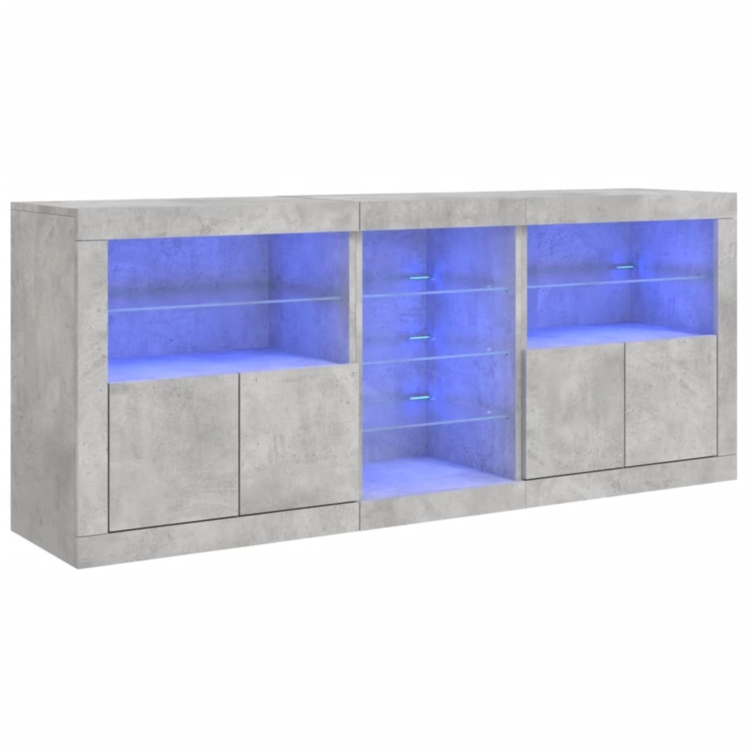 vidaXL Sideboard mit LED-Leuchten Betongrau 181,5x37x67 cm 3209040 günstig online kaufen