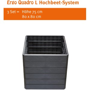 Garantia Hochbeet Ergo Quadro L Stone, quadratisches Kunststoff-Hochbeet in Steinoptik, 80x80x25 cm.