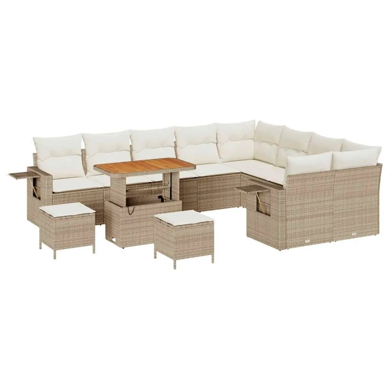 vidaXL Gartensofa-Set mit Kissen 12 Stk Beige und Creme Poly-Rattan 3363736 günstig online kaufen