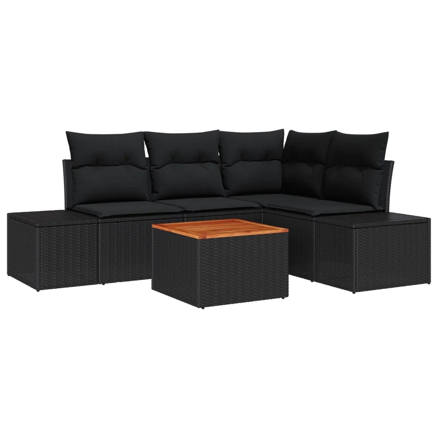 vidaXL Garten-Sofa-Set 5-Tlg Schwarz 3356623