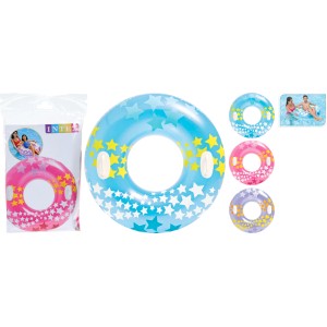 Schwimmring Ø 91 cm mit Sternen in Blau, Lila und Pink für Kinder ab 3 Jahren.