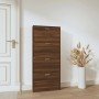 Schuhschrank in Braun Eichen-Optik mit vier Klappen, Holzwerkstoff, 59x17x150 cm.