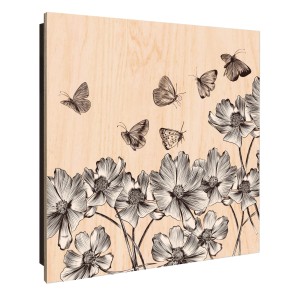 Banjado Schlüsselkasten aus Holz, 30x30cm, mit Schmetterlingsgarten Motiv und 50 Haken.