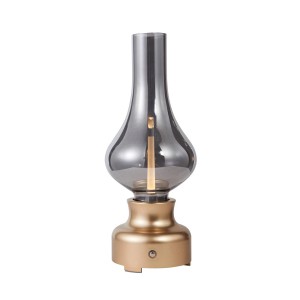 Lindby LED Tischlampe Maxentius 10020090 Dimmbar Vintage Industriell in Alu aus Glas 1-flammig Wohnzimmerleuchte